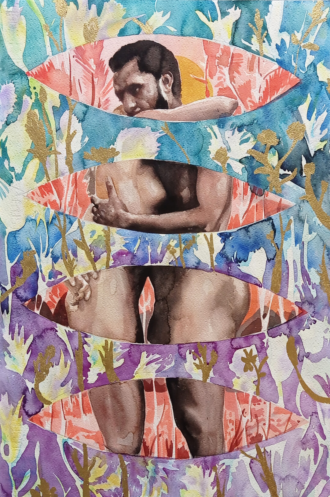 Paris GiachoustidisGolden hug2024Watercolour and gold on paper