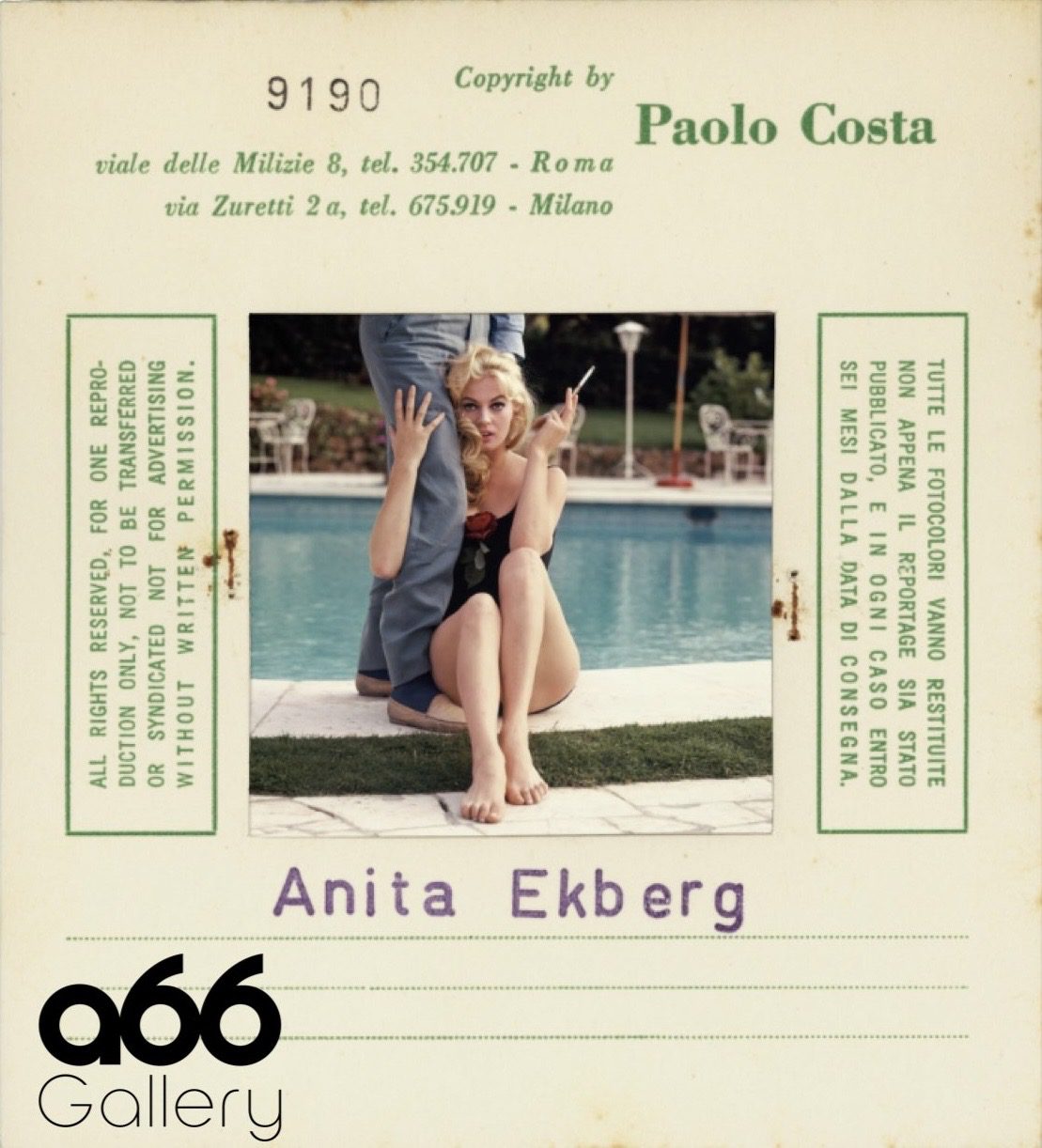 Paolo Costa 23 Paolo Costa original photographic press card Anita Ekberg Mallorca Photo Fest