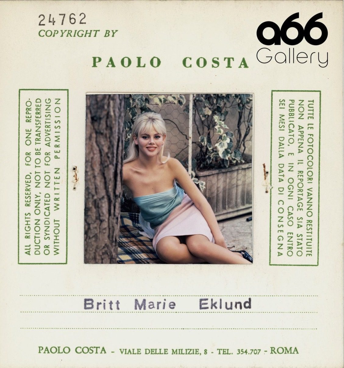Paolo Costa 26 Paolo Costa original photographic press card Britt Marie Eklund Mallorca Photo Fest