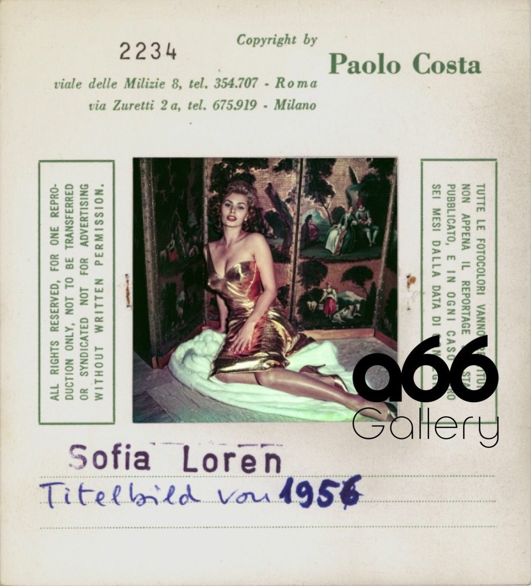 Paolo Costa 21 Paolo Costa original photographic press card Sophia Loren Mallorca Photo Fest